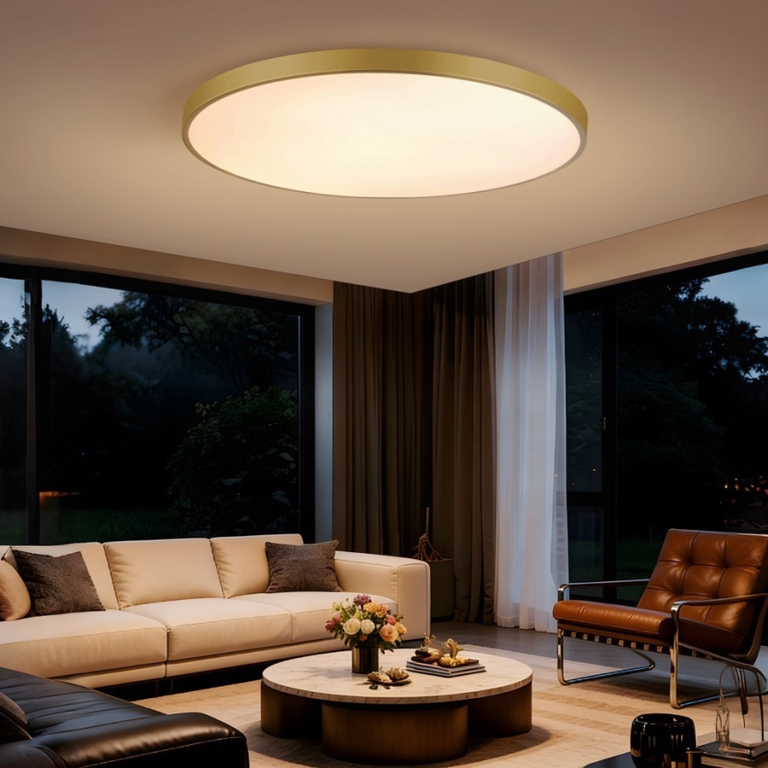 Immax NEO 07312L - LED zatemnjevalno stropno svetilo SEMPLICI LED/128W/230V Ø 100 cm Wi-Fi Tuya zlata + daljinski upravljalnik