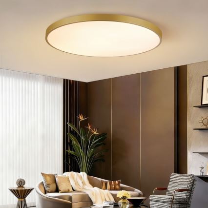 Immax NEO 07312L - LED zatemnjevalno stropno svetilo SEMPLICI LED/128W/230V Ø 100 cm Wi-Fi Tuya zlata + daljinski upravljalnik
