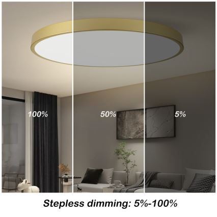 Immax NEO 07312L - LED zatemnjevalno stropno svetilo SEMPLICI LED/128W/230V Ø 100 cm Wi-Fi Tuya zlata + daljinski upravljalnik