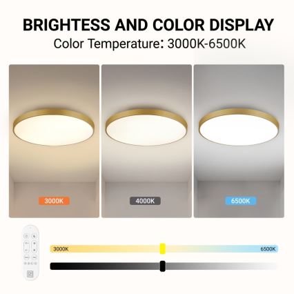 Immax NEO 07312L - LED zatemnjevalno stropno svetilo SEMPLICI LED/128W/230V Ø 100 cm Wi-Fi Tuya zlata + daljinski upravljalnik