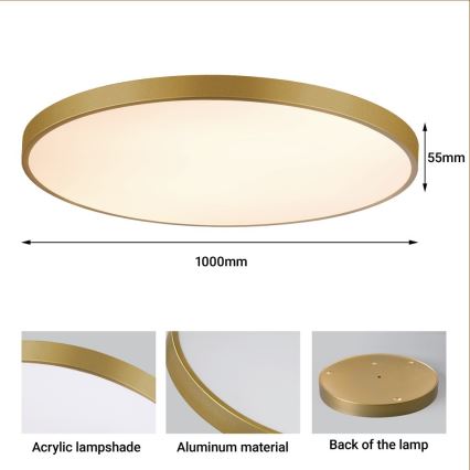 Immax NEO 07312L - LED zatemnjevalno stropno svetilo SEMPLICI LED/128W/230V Ø 100 cm Wi-Fi Tuya zlata + daljinski upravljalnik