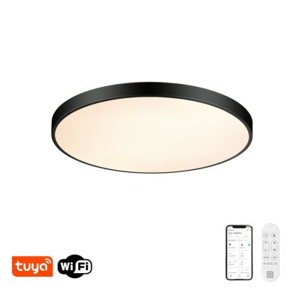 Immax NEO 07313L - zatemnjevalno stropno LED svetilo SEMPLICI LED/96W/230V premer 80 cm Wi-Fi Tuya črna + daljinski upravljalnik