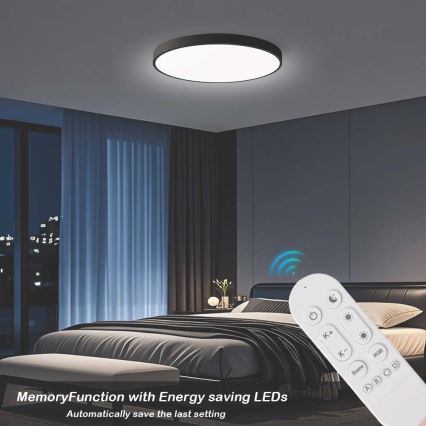 Immax NEO 07313L - zatemnjevalno stropno LED svetilo SEMPLICI LED/96W/230V premer 80 cm Wi-Fi Tuya črna + daljinski upravljalnik