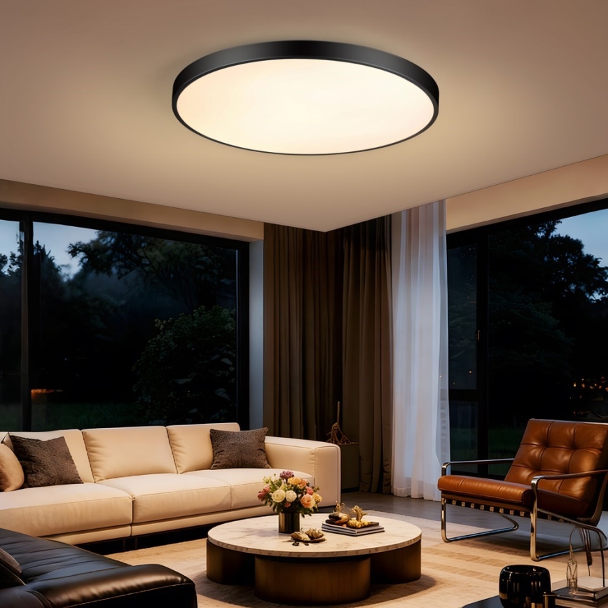 Immax NEO 07313L - zatemnjevalno stropno LED svetilo SEMPLICI LED/96W/230V premer 80 cm Wi-Fi Tuya črna + daljinski upravljalnik