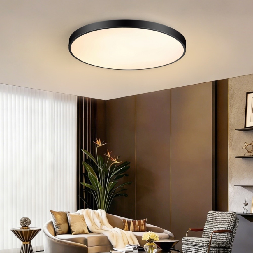 Immax NEO 07313L - zatemnjevalno stropno LED svetilo SEMPLICI LED/96W/230V premer 80 cm Wi-Fi Tuya črna + daljinski upravljalnik