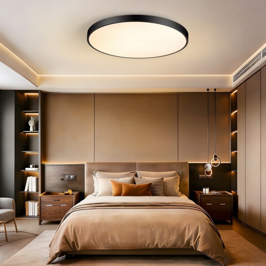 Immax NEO 07313L - zatemnjevalno stropno LED svetilo SEMPLICI LED/96W/230V premer 80 cm Wi-Fi Tuya črna + daljinski upravljalnik