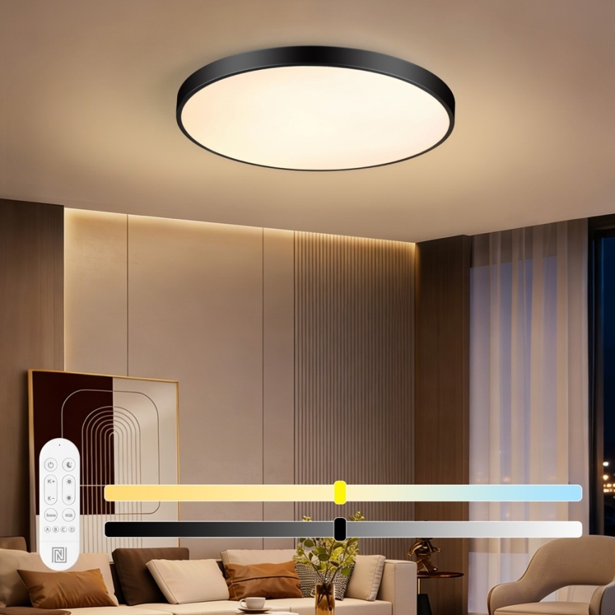 Immax NEO 07313L - zatemnjevalno stropno LED svetilo SEMPLICI LED/96W/230V premer 80 cm Wi-Fi Tuya črna + daljinski upravljalnik
