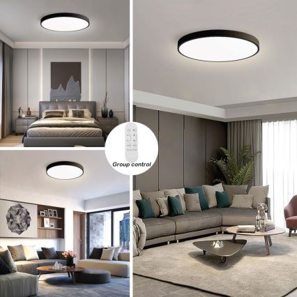 Immax NEO 07313L - zatemnjevalno stropno LED svetilo SEMPLICI LED/96W/230V premer 80 cm Wi-Fi Tuya črna + daljinski upravljalnik