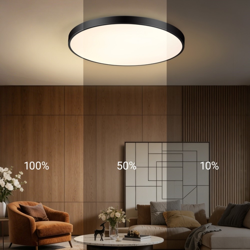 Immax NEO 07313L - zatemnjevalno stropno LED svetilo SEMPLICI LED/96W/230V premer 80 cm Wi-Fi Tuya črna + daljinski upravljalnik