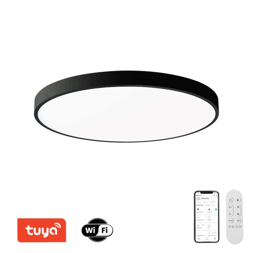 Immax NEO 07314L - zatemnjiva stropna LED svetilka SEMPLICI LED, 128 W, 230 V, premer 100 cm, Wi-Fi (Tuya), črna + daljinski upravljalnik