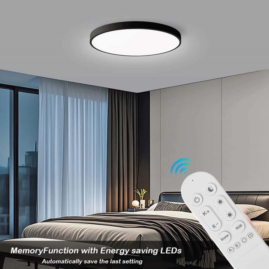 Immax NEO 07314L - zatemnjiva stropna LED svetilka SEMPLICI LED, 128 W, 230 V, premer 100 cm, Wi-Fi (Tuya), črna + daljinski upravljalnik
