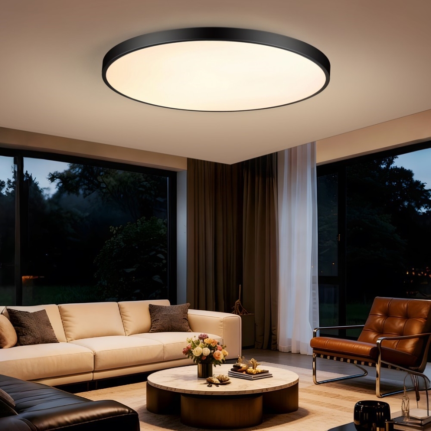 Immax NEO 07314L - zatemnjiva stropna LED svetilka SEMPLICI LED, 128 W, 230 V, premer 100 cm, Wi-Fi (Tuya), črna + daljinski upravljalnik