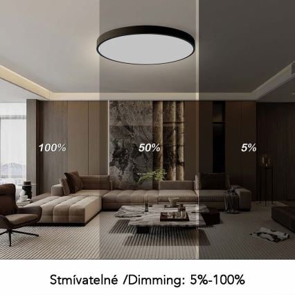 Immax NEO 07314L - zatemnjiva stropna LED svetilka SEMPLICI LED, 128 W, 230 V, premer 100 cm, Wi-Fi (Tuya), črna + daljinski upravljalnik