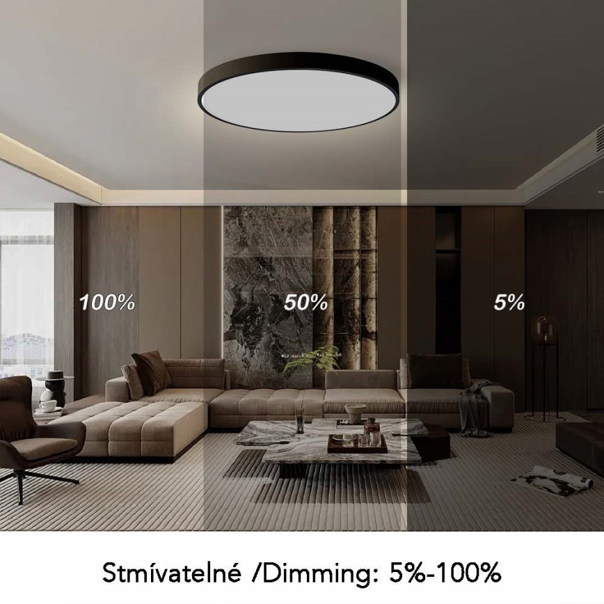 Immax NEO 07314L - zatemnjiva stropna LED svetilka SEMPLICI LED, 128 W, 230 V, premer 100 cm, Wi-Fi (Tuya), črna + daljinski upravljalnik