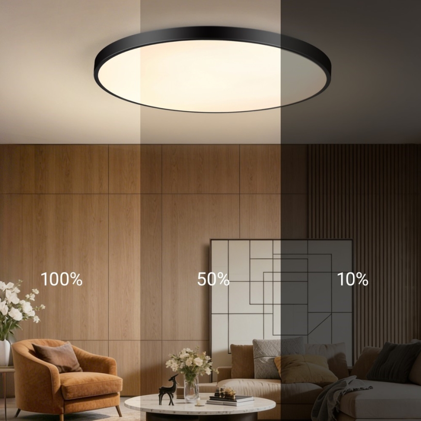 Immax NEO 07314L - zatemnjiva stropna LED svetilka SEMPLICI LED, 128 W, 230 V, premer 100 cm, Wi-Fi (Tuya), črna + daljinski upravljalnik