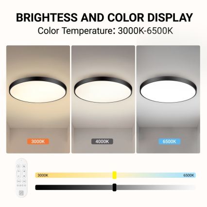 Immax NEO 07314L - zatemnjiva stropna LED svetilka SEMPLICI LED, 128 W, 230 V, premer 100 cm, Wi-Fi (Tuya), črna + daljinski upravljalnik