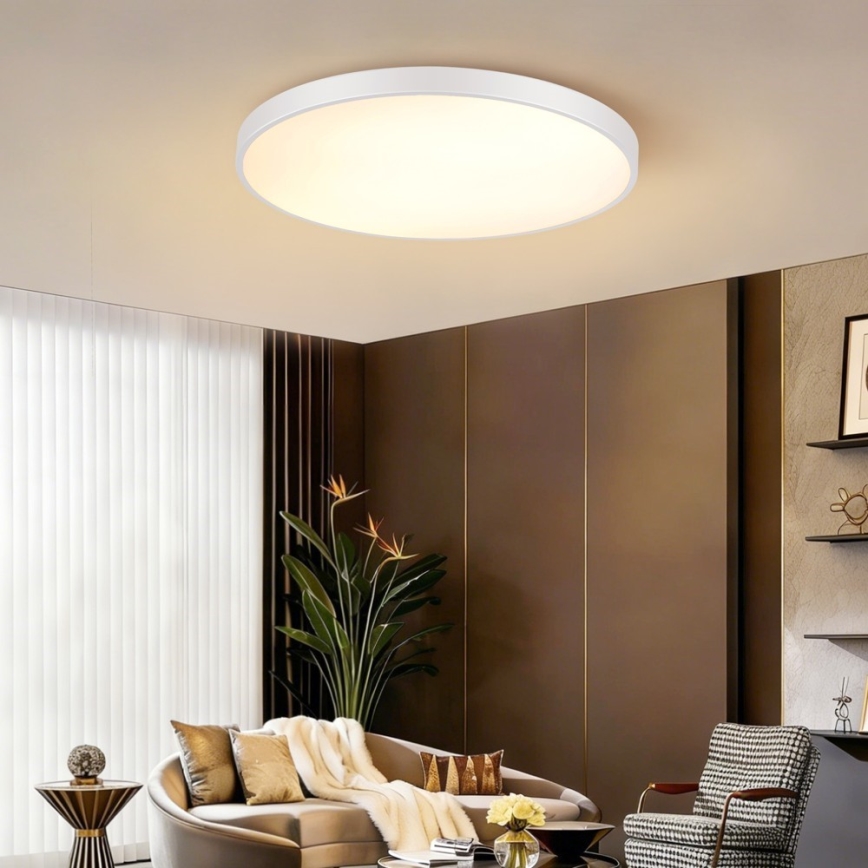 Immax NEO 07315L - Stropna LED svetilka SEMPLICI z možnostjo zatemnitve LED/96W/230V, premer 80 cm, Wi‑Fi Tuya, bela + daljinski upravljalnik