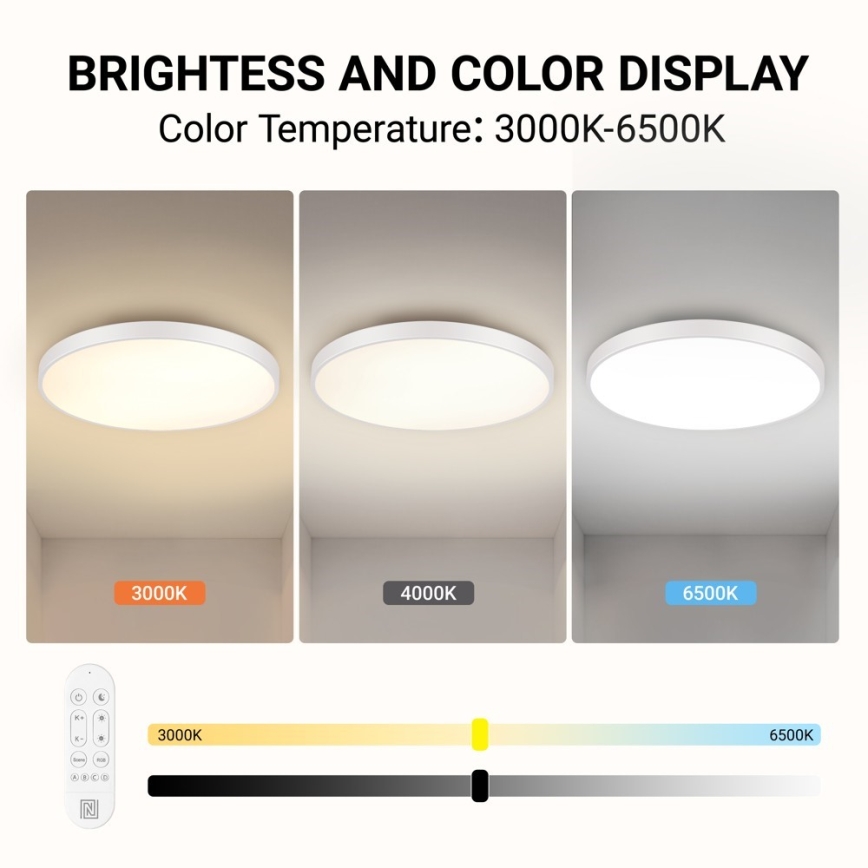 Immax NEO 07315L - Stropna LED svetilka SEMPLICI z možnostjo zatemnitve LED/96W/230V, premer 80 cm, Wi‑Fi Tuya, bela + daljinski upravljalnik