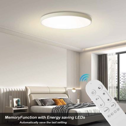Immax NEO 07315L - Stropna LED svetilka SEMPLICI z možnostjo zatemnitve LED/96W/230V, premer 80 cm, Wi‑Fi Tuya, bela + daljinski upravljalnik