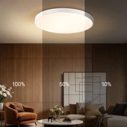 Immax NEO 07315L - Stropna LED svetilka SEMPLICI z možnostjo zatemnitve LED/96W/230V, premer 80 cm, Wi‑Fi Tuya, bela + daljinski upravljalnik