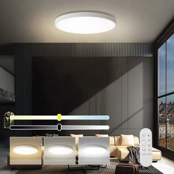 Immax NEO 07315L - Stropna LED svetilka SEMPLICI z možnostjo zatemnitve LED/96W/230V, premer 80 cm, Wi‑Fi Tuya, bela + daljinski upravljalnik
