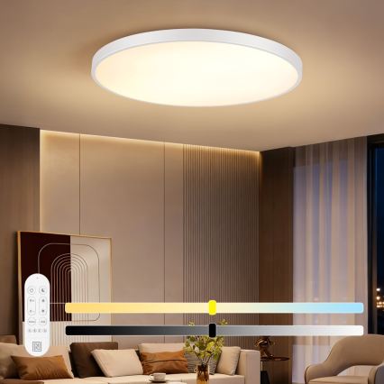 Immax NEO 07316L - LED zatemnljivo stropno svetilo SEMPLICI LED/128W/230V premer 100 cm Wi-Fi Tuya bela + daljinski upravljalnik