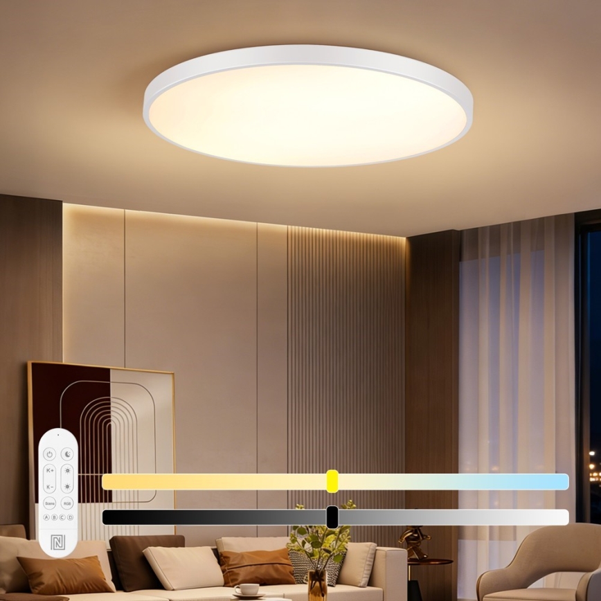 Immax NEO 07316L - LED zatemnljivo stropno svetilo SEMPLICI LED/128W/230V premer 100 cm Wi-Fi Tuya bela + daljinski upravljalnik