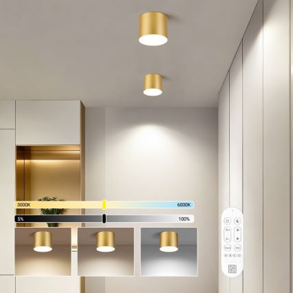 Immax NEO 07317L - zatemnljiva LED stropna svetilka RONDATE LED/18W/230V, premer 11,5 cm, Wi-Fi Tuya, zlata