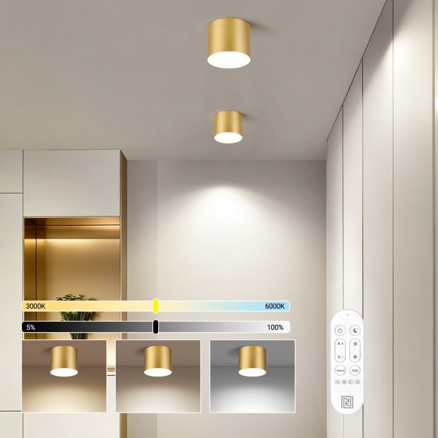 Immax NEO 07317L - zatemnljiva LED stropna svetilka RONDATE LED/18W/230V, premer 11,5 cm, Wi-Fi Tuya, zlata