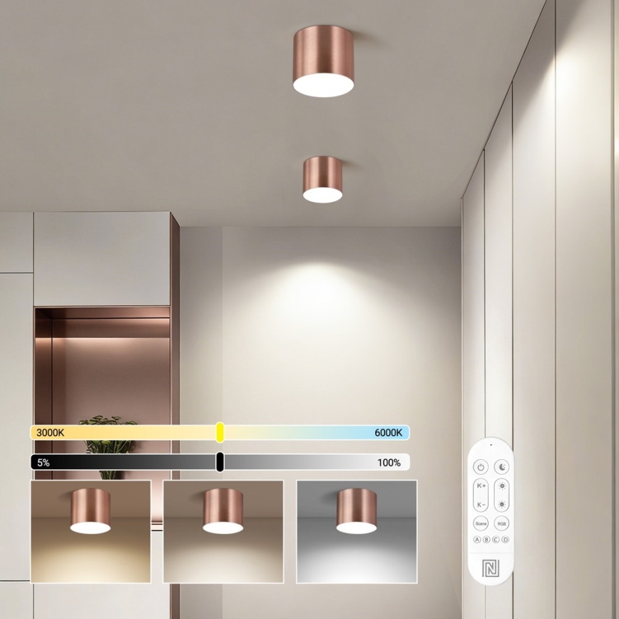Immax NEO 07319L - LED stropna svetilka z zatemnitvijo RONDATE LED/18W/230V premer 11,5 cm Wi‑Fi Tuya rožnato zlata