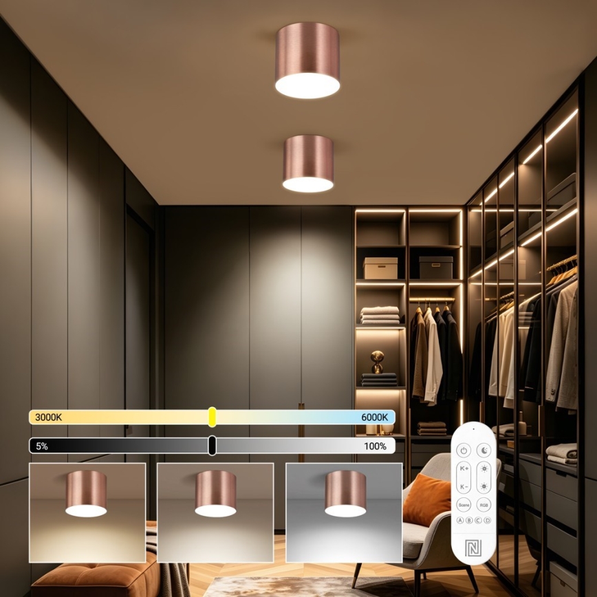 Immax NEO 07320L - LED zatemnjevalna stropna svetilka RONDATE LED/32W/230V premer 16,5 cm Wi-Fi Tuya rožnato zlata