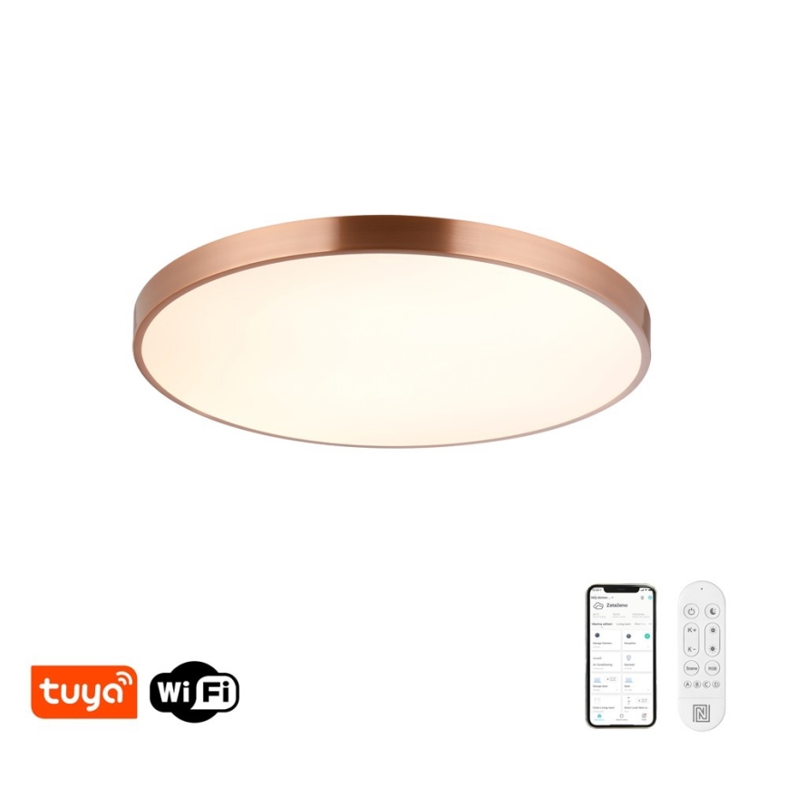 Immax NEO 07323L - LED zatemnjivo stropno svetilo SEMPLICI LED/96W/230V, premer 80 cm, Wi‑Fi Tuya, rožnato zlato + daljinski upravljalnik