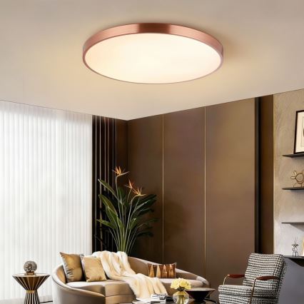 Immax NEO 07323L - LED zatemnjivo stropno svetilo SEMPLICI LED/96W/230V, premer 80 cm, Wi‑Fi Tuya, rožnato zlato + daljinski upravljalnik