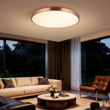 Immax NEO 07323L - LED zatemnjivo stropno svetilo SEMPLICI LED/96W/230V, premer 80 cm, Wi‑Fi Tuya, rožnato zlato + daljinski upravljalnik