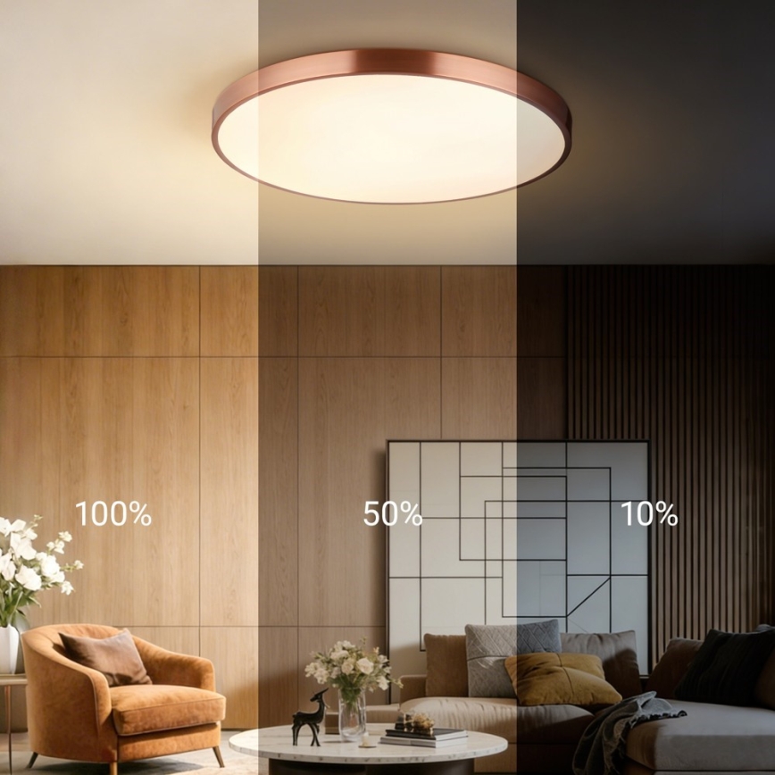 Immax NEO 07323L - LED zatemnjivo stropno svetilo SEMPLICI LED/96W/230V, premer 80 cm, Wi‑Fi Tuya, rožnato zlato + daljinski upravljalnik