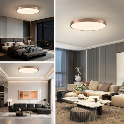 Immax NEO 07323L - LED zatemnjivo stropno svetilo SEMPLICI LED/96W/230V, premer 80 cm, Wi‑Fi Tuya, rožnato zlato + daljinski upravljalnik