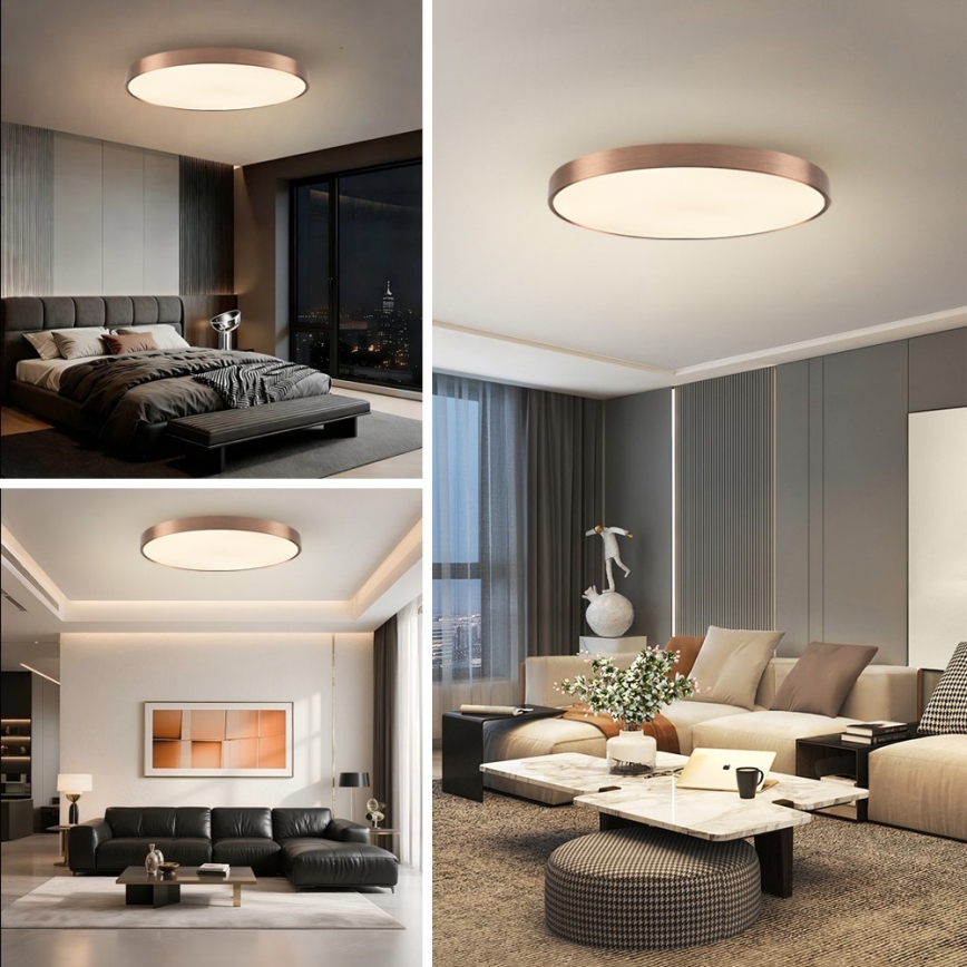 Immax NEO 07323L - LED zatemnjivo stropno svetilo SEMPLICI LED/96W/230V, premer 80 cm, Wi‑Fi Tuya, rožnato zlato + daljinski upravljalnik