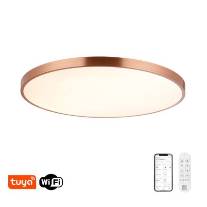 Immax NEO 07324L - Zatemnjevalno LED stropno svetilo SEMPLICI LED/128W/230V, premer 100 cm, Wi‑Fi (Tuya), zlato + daljinski upravljalnik