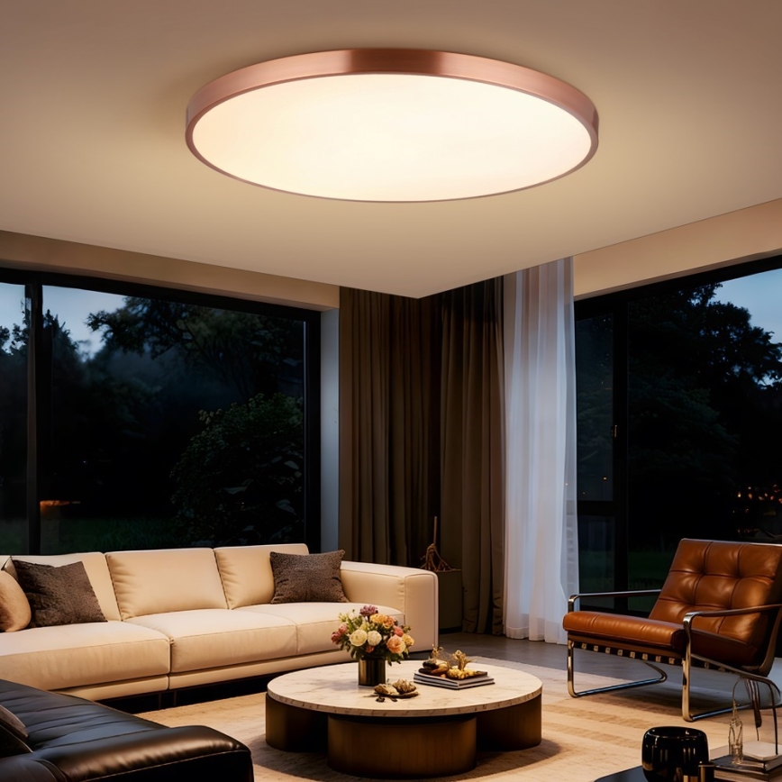 Immax NEO 07324L - Zatemnjevalno LED stropno svetilo SEMPLICI LED/128W/230V, premer 100 cm, Wi‑Fi (Tuya), zlato + daljinski upravljalnik
