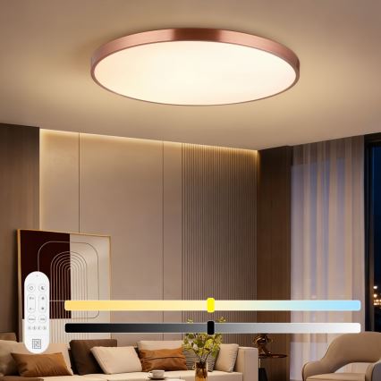 Immax NEO 07324L - Zatemnjevalno LED stropno svetilo SEMPLICI LED/128W/230V, premer 100 cm, Wi‑Fi (Tuya), zlato + daljinski upravljalnik