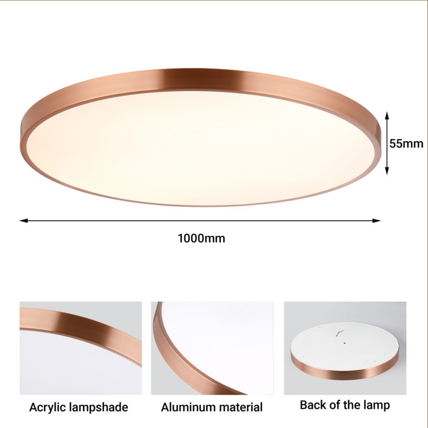 Immax NEO 07324L - Zatemnjevalno LED stropno svetilo SEMPLICI LED/128W/230V, premer 100 cm, Wi‑Fi (Tuya), zlato + daljinski upravljalnik