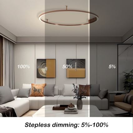 Immax NEO 07326-80C - LED stropna svetilka FINO LED/55W/230V 80 cm Tuya rožnato zlato s funkcijo zatemnitve + daljinski upravljalnik