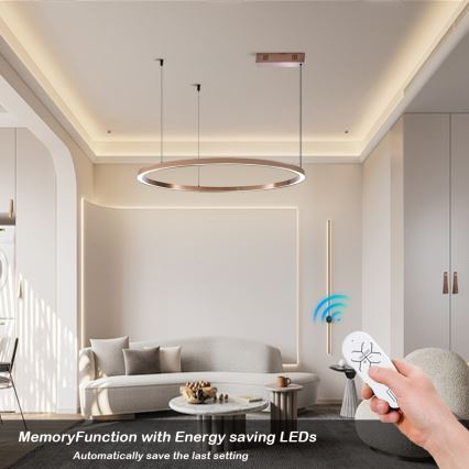 Immax NEO 07327L - LED zatemnljiv lestenec na kablu FINO LED/55W/230V 80 cm Tuya rožnato zlato + daljinski upravljalnik