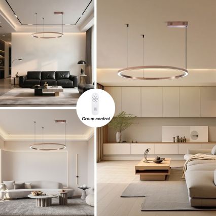 Immax NEO 07327L - LED zatemnljiv lestenec na kablu FINO LED/55W/230V 80 cm Tuya rožnato zlato + daljinski upravljalnik