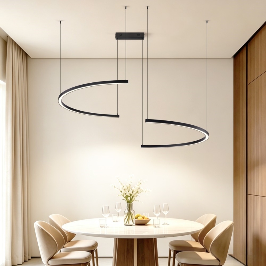 Immax NEO 07329L - zatemljiv LED lestenec na sajli FINO LED/72W/230V 120 cm Tuya črna + daljinski upravljalnik