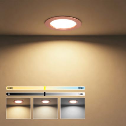 Immax NEO 07330L - LED zatemnljivo vgradno stropno svetilo DOWN LED/12W/230V Wi-Fi Tuya, premer 12 cm, rožnato zlato
