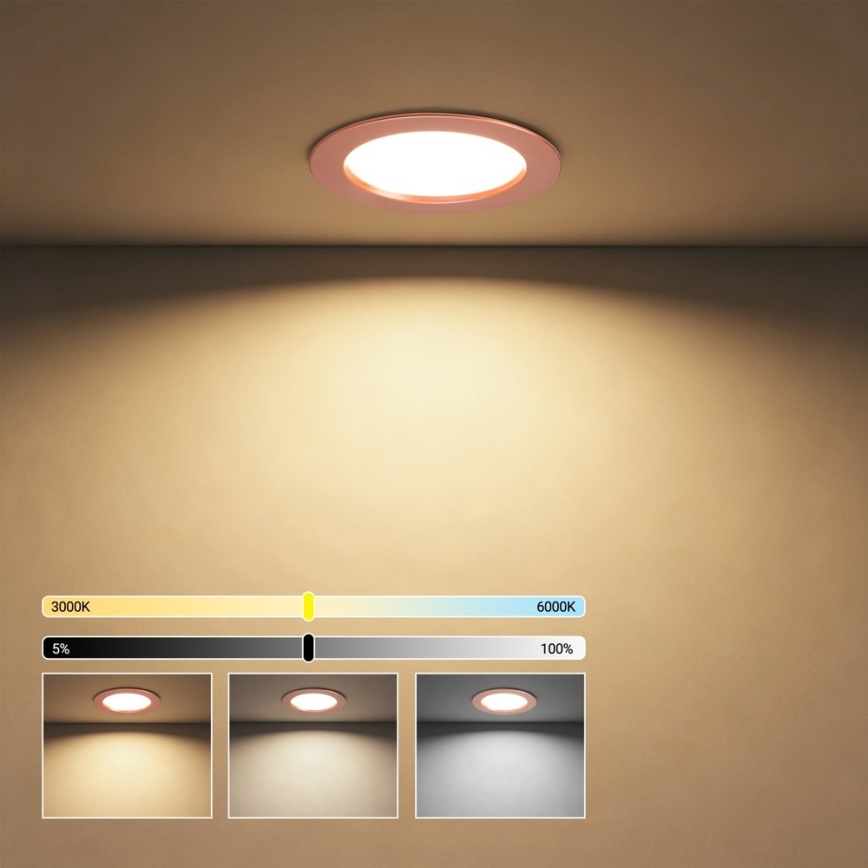 Immax NEO 07330L - LED zatemnljivo vgradno stropno svetilo DOWN LED/12W/230V Wi-Fi Tuya, premer 12 cm, rožnato zlato