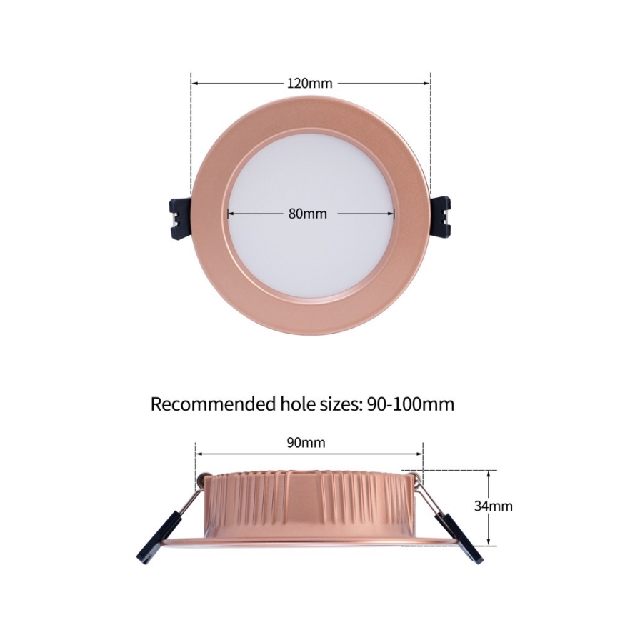 Immax NEO 07330L - LED zatemnljivo vgradno stropno svetilo DOWN LED/12W/230V Wi-Fi Tuya, premer 12 cm, rožnato zlato
