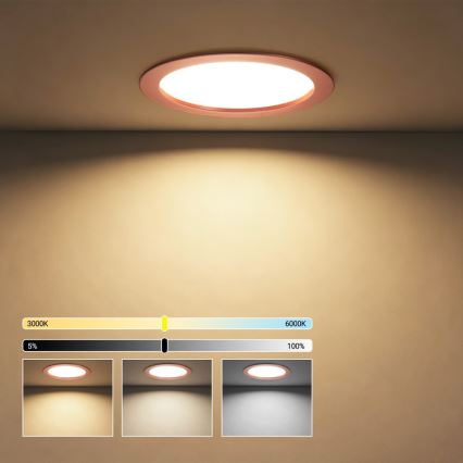 Immax NEO 07331L - LED vgradna stropna svetilka DOWN z možnostjo zatemnitve, LED/36W/230V, Wi-Fi Tuya, premer 23 cm, rožnato zlata