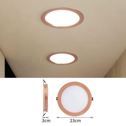 Immax NEO 07331L - LED vgradna stropna svetilka DOWN z možnostjo zatemnitve, LED/36W/230V, Wi-Fi Tuya, premer 23 cm, rožnato zlata